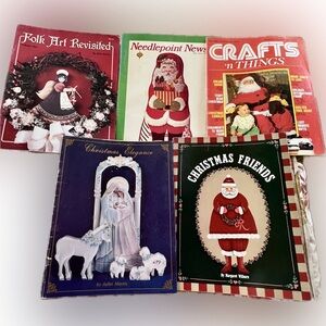 Vtg Craft Books lot of 5 1980s Christmas Sew Paint Quill Cross Stitch Patterns
